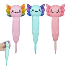 Caneta Squishy Axolotl, pacote com 3 cm, para escritório, escola e festas Caneta Squishy Axolotl, pacote com 3 cm, para escritório, escola e festas