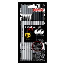Caneta Stabilo Creative Tips Arty Graduado Cinza e Preto com 10 Und.