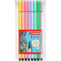 Caneta Stabilo Pen 68 1.0mm 8 cores tons Pastel Stabilo