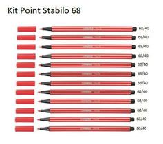Caneta Stabilo Pen 68 Kit C/12 Unidades Vermelha