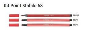 Caneta Stabilo Pen 68 Kit C/3 Unidades Vermelha