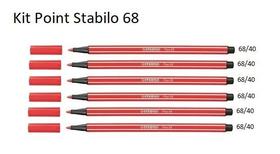 Caneta Stabilo Pen 68 Kit C/6 Unidades Vermelha