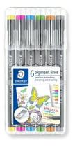 Caneta Staedtler Fineliner 0.3mm Pigment Liner C/ 06cores Caneta Staedtler Fineliner 0.3mm Pigment Liner C/ 06cores