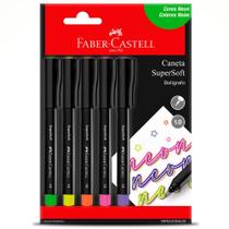 Caneta Supersoft 1.0mm Neon com 5 Cores - Faber-Castell Caneta Supersoft 1.0mm Neon com 5 Cores - Faber-Castell