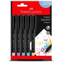 Caneta Supersoft 1.0mm Pastel com 5 Cores - Faber-Castell
