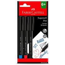 Caneta SuperSoft Pen 1.0mm Ponta Media Faber Castell Kit 3un