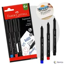 Caneta Supersoft Ponta Porosa Fine 1.0mm Kit 3 Cores Faber Castell para Escrever Desenhar Contornar