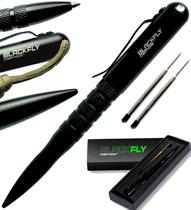 Caneta Tática Preta Black Fly Creations 14,6 cm Ferramenta EDC de Metal