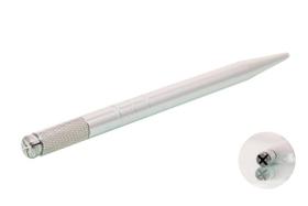 Caneta Tebori Simples Prata de Alumínio para Micropigmentação