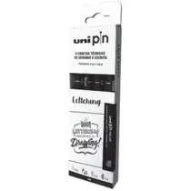 Caneta Técnica Nanquim Uni Pin Lettering Estojo com 4 Uni-Ball Caneta Técnica Nanquim Uni Pin Lettering Estojo com 4 Uni-Ball