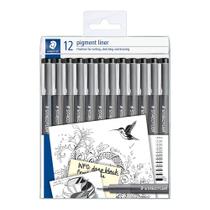 Caneta Técnica Staedtler Pigment Liner Nanquim com 12 Peças