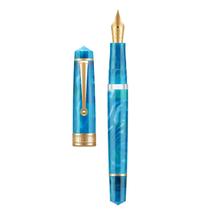 Caneta-tinteiro Asvine P20 Piston Blue Resin EF Nib com conjunto de estojos