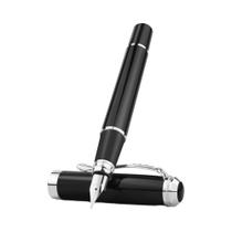 Caneta-tinteiro de Ponta Extra Fina 0.38mm, Caneta de Caligrafia em Metal Preto para Presente Caneta-tinteiro de Ponta Extra Fina 0.38mm, Caneta de Caligrafia em Metal Preto para Presente