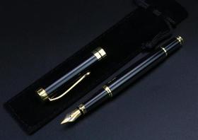Caneta tinteiro pena luxo presente preta lisacom capa mod 02