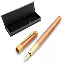 Caneta tinteiro pena rose gold premium 0,5mm presente luxo
