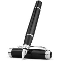 Caneta tinteiro ponta fina pena preta premium 0,38mm luxo