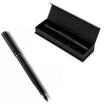 Caneta tinteiro preta fosco premium pena 0,38mm c. caixa