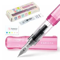 Caneta-tinteiro Someie Kakuno Rosa Ponta Fina Conjunto Recarregável Caneta-tinteiro Someie Kakuno Rosa Ponta Fina Conjunto Recarregável