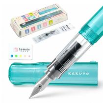 Caneta-tinteiro Someie Kakuno Verde com ponta fina conjunto Caneta-tinteiro Someie Kakuno Verde com ponta fina conjunto