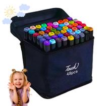 Caneta Touch 48 Cores Ponta Dupla Ideal Para Colorir Desenhos