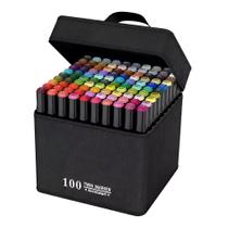 Caneta Touch Ponta Dupla Estojo Com 100 Cores