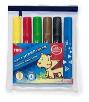 Caneta Tris Mega Hidrocolor Super Jumbo Extra Grosso 6 Cores Caneta Tris Mega Hidrocolor Super Jumbo Extra Grosso 6 Cores