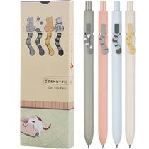 Caneta UIXJODO com cauda de gato, tinta preta 0,5 mm, retrátil, 4 unidades