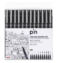 Caneta Uni Pin Fine Line Preta Com 12 Pontas - Uniball Caneta Uni Pin Fine Line Preta Com 12 Pontas - Uniball