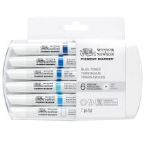 Caneta Winsor & Newton Pigment Marker Tons de Azul 006 Cores Caneta Winsor & Newton Pigment Marker Tons de Azul 006 Cores