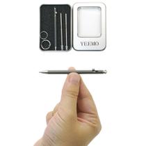 Caneta YEEMO Mini de Titânio 8,2 cm com Ação Bolt e Chaveiro Caneta YEEMO Mini de Titânio 8,2 cm com Ação Bolt e Chaveiro