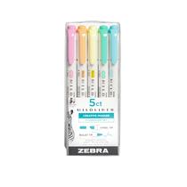 Caneta Zebra Highlighter MILDLINER, pacote com 5 cores fluorescentes