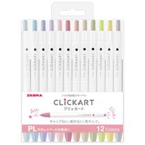 Caneta Zebra Pen WYSS22-12CPL Clickart à base de água, 12 cores Caneta Zebra Pen WYSS22-12CPL Clickart à base de água, 12 cores