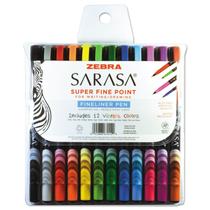 Caneta Zebra Sarasa Fine 0,8 mm Tinta Sortida Kit com 12 Unidades Caneta Zebra Sarasa Fine 0,8 mm Tinta Sortida Kit com 12 Unidades