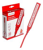 Canetão Permanente 12 Unidades Vermelho