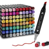 Canetas artísticas Markers Colpart, 80 cores, álcool, ponta dupla