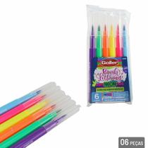 Canetas Brush Pen 6 Cores Lettering Neon Hidrográfica