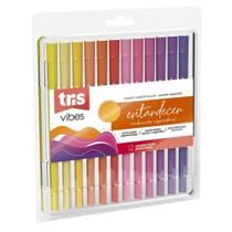 Canetas Brush Ponta Dupla Pincel + Superfina Vibes Sketch Entardecer 12 Cores TRIS