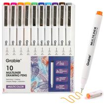 Canetas de Desenho Grabie 10 Cores Multicoloridas Linha Fina à Prova d'Água Canetas de Desenho Grabie 10 Cores Multicoloridas Linha Fina à Prova d'Água