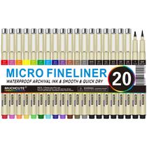 Canetas de desenho Micro Fineliner Drawing Art Muchcute, conjunto de 20, à prova d'água