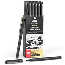 Canetas de feltro ARTEZA Black, pacote com 12 tintas à base de água de 1,0-1,5 mm Canetas de feltro ARTEZA Black, pacote com 12 tintas à base de água de 1,0-1,5 mm