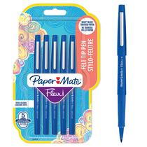 Canetas de feltro Paper Mate Flair, tamanho médio, 0,7 mm, azul, pacote com 5