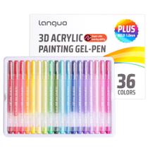 Canetas de Gel Acrílico Languo Conjunto com 36 Cores Tinta Acrílica 3D Ponta 1mm