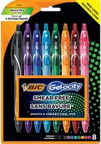 Canetas de gel BIC Gelocity Quick Dry, cores variadas, 0,7 mm - pacote com 8