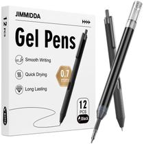 Canetas de gel JIMMIDDA de 0,7 mm, tinta preta de secagem rápida, pacote com 12 Canetas de gel JIMMIDDA de 0,7 mm, tinta preta de secagem rápida, pacote com 12