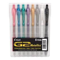 Canetas de gel PILOT G2 Premium Metallics Fine Point 0,7 mm - pacote com 8
