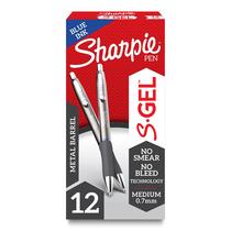 Canetas de gel Sharpie S-Gel Sleek Metal Barrel Blue Ink 12 unidades Canetas de gel Sharpie S-Gel Sleek Metal Barrel Blue Ink 12 unidades