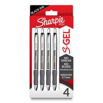 Canetas de gel Sharpie S-Gel Sleek Metal Barrel Gunmetal 0,7 mm, tinta preta, 4 unidades
