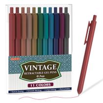 Canetas de gel Shuttle Art Coloridas Retráteis 11 Tinta Vintage 0,7 mm Canetas de gel Shuttle Art Coloridas Retráteis 11 Tinta Vintage 0,7 mm