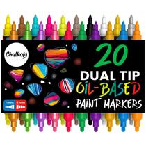 Canetas de pintura a óleo Chalkola 20 de ponta dupla para metal, tecido e vidro