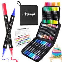 Canetas de pintura Artugn 60 cores de acrílico de ponta dupla para várias superfícies Canetas de pintura Artugn 60 cores de acrílico de ponta dupla para várias superfícies